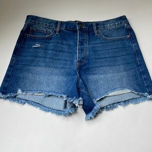 Calvin Klein Jeans Shorts Womens 31 High Rise Blue Denim Button Fly Cut …